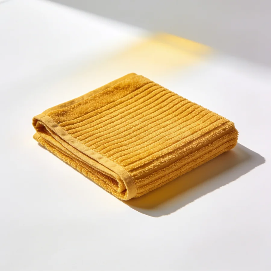 Ribbed Hair Towel in Golden yellow